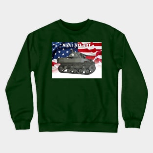 M5A1 Stuart light tank with American flag Crewneck Sweatshirt